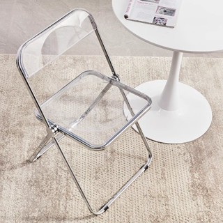 ins🔥女服裝店拍照透明椅子ins餐椅亞克力塑料水晶折疊椅網紅化妝凳