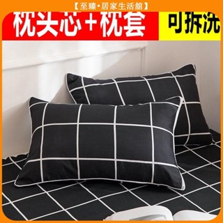 至臻 防蟎抗菌/枕頭/3m吸溼排汗枕/民宿枕頭/飯店枕頭/羽絲絨枕/雙面防水枕套保潔埝/枕芯帶枕套一對裝護頸椎助睡