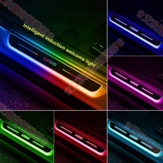 臺南免運♕4 件裝車門照明門檻燈投影燈 USB 電源移動 LED 迎賓踏板適用於雪佛蘭馬自達本田豐田汽車防擦板踏板