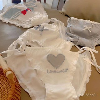 【✨臺灣出貨⭐】日係純慾風內褲女純棉綁帶可解開蝴蝶結低腰性感少女全棉三角褲 ERSS