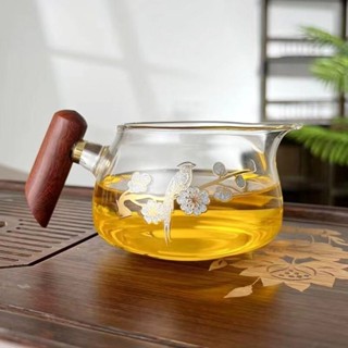 高硼矽玻璃 茶海 公道杯 矮木雀梅花 側木把 茶杯 分茶器 鷹嘴 茶具禮盒 茶器 泡茶組 臺灣熱銷 手工製