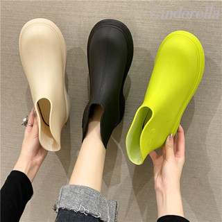 Cinderella 韓款短筒加絨低幫保暖時尚水鞋戶外防滑雨鞋靴防水鞋 雨靴雨靴女 雨鞋雨鞋 時尚雨鞋雨靴 防滑雨鞋