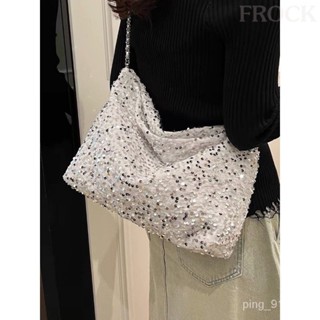 【FROCK】高階感亮片包包女新款大容量託特包鏈條單肩大包 包包 女包 單肩包 手提包 斜挎包