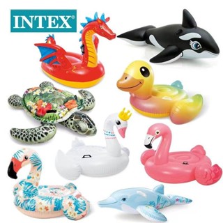 INTEX充氣水上坐騎水上浮床可坐鯨魚鯊魚獨角獸成人兒童遊泳圈
