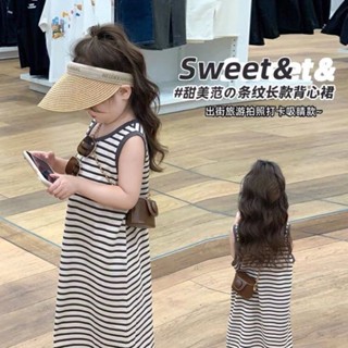 🎈臺灣出貨💥2024夏季寶寶連衣裙女童條紋夏裝無袖背心新款兒童裙子韓版洋氣