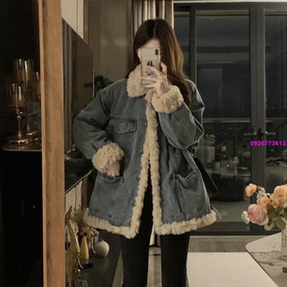 女外套 羊羔毛牛仔外套女秋冬季新爆款寬松加絨棉衣服小個子加厚棉襖