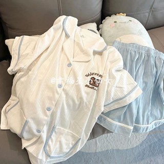 ✨✨ins風可愛熊寶睡衣女夏季新款日系簡約甜美短袖可外穿居家服套裝