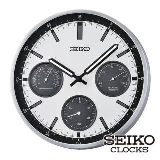 【SEIKO 精工】三眼造型時鐘掛鐘 QXA823S(EIKO、掛鐘、日本原廠機芯、靜音指針、溫/濕度 SK048)