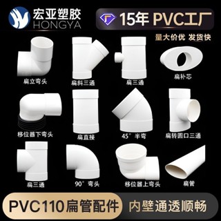 新品特惠#管道三通下水110PVC排水管件配件馬桶移位器下水管扁平彎頭扁轉圓