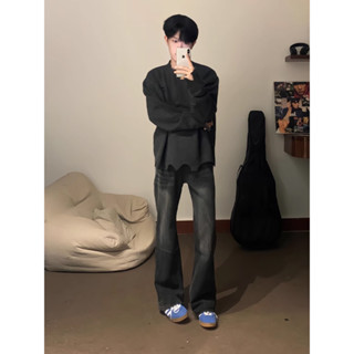 【ABFE】牛仔褲男 高腰褲 彈力褲 男生長褲 牛仔褲 ootd 男 休閒褲 闊腿褲 男裝 男生褲子 男長褲 休閒長褲