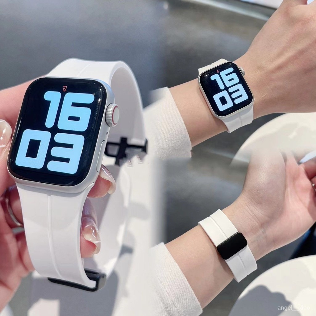 「新品爆殺🔥」適用Apple蘋果watch8ultra硅膠磁吸iwatch7代654321手錶帶折疊扣 GTUL
