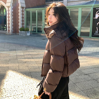 蔓莎💞2024肯豆風立領短款羽絨棉服女加厚小個子時尚寬鬆麵包服外套