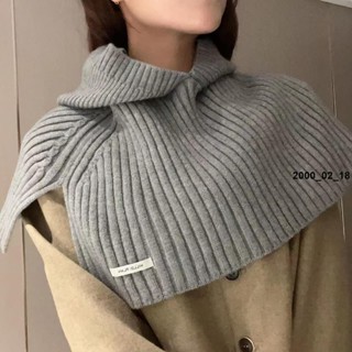 🔥熱賣🔥韓版連帽開叉高領披肩女秋冬季針織圍巾防寒保暖套頭毛線圍脖