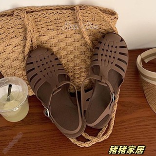 品質保障·防水 復古涼鞋女 鏤空編織平底鞋 女夏韓版仙女風低跟涼鞋 果凍編織鞋 時尚包頭涼鞋 防滑 超適Wenna