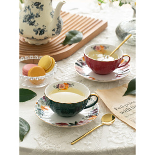 GL 居家裝飾 選品法式花朵陶瓷杯碟 紅茶杯碟 下午茶具 咖啡杯碟歐式禮盒禮物