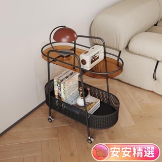 【熱銷】免運網紅可移動玻璃邊幾客廳帶輪中古小推車茶幾收納邊桌沙發角幾邊櫃DR01
