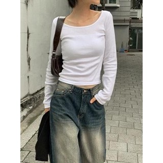 Codibook｜韓國 DAILYJOU 寬版領圓領修身長袖T恤［預購］長袖上衣 T恤 女裝