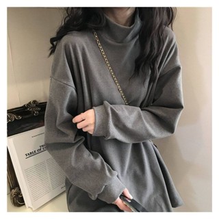 LW湯圓女裝-高領女內搭秋冬加絨T恤寬鬆加厚保暖長袖上衣內搭cxt