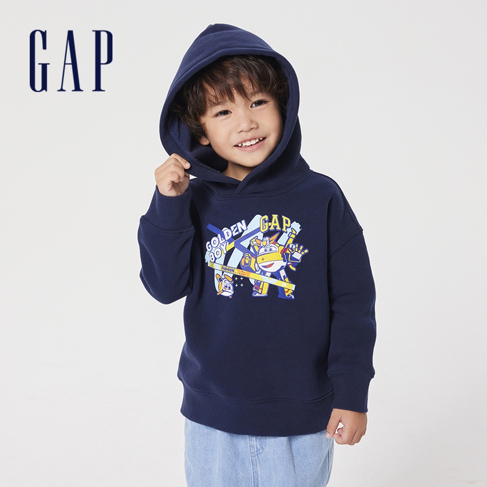 Gap 男幼童裝 Gap x Super Wings聯名 Logo印花帽T-藏藍色(766109)