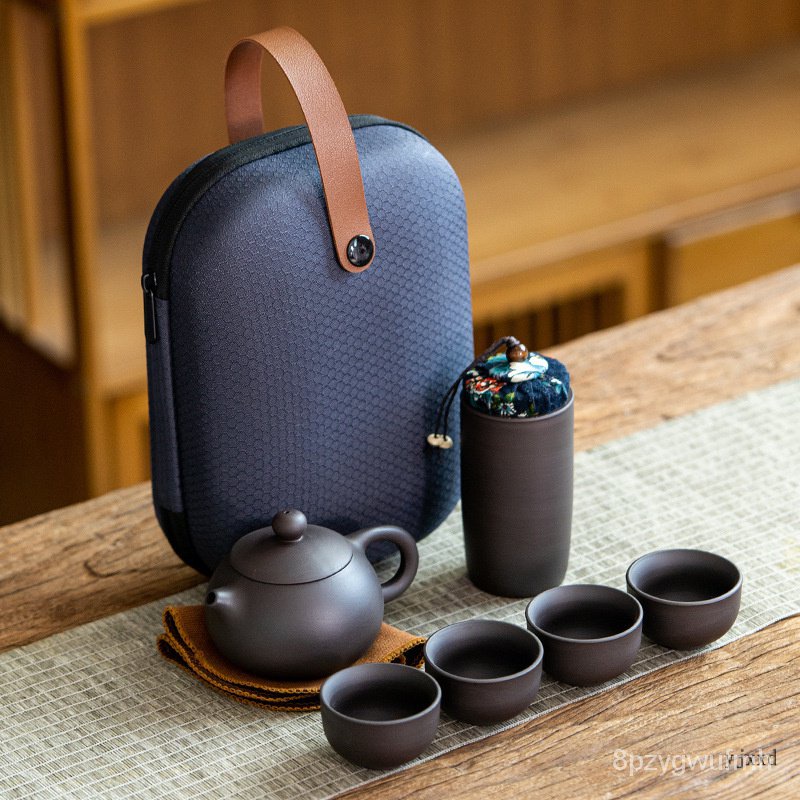 【茶具】旅行茶具組 攜帶式茶具 簡約戶外露營喝茶裝備 快客杯茶 茶壺組 泡茶組 隨身茶壺 茶器 便攜茶具 陶瓷 7CSG