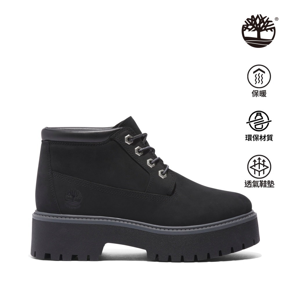 Timberland 女款黑色 Stone Street 中筒厚底防水靴|A5REN015