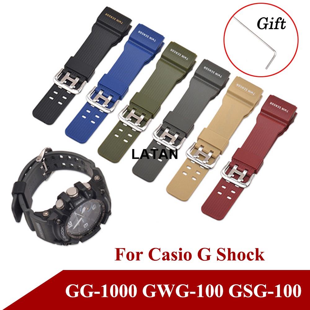 LATAN-替換卡西歐手錶帶 適配G Shock GG-1000 GWG-100 GSG-100 小泥王手錶配件迷彩錶帶