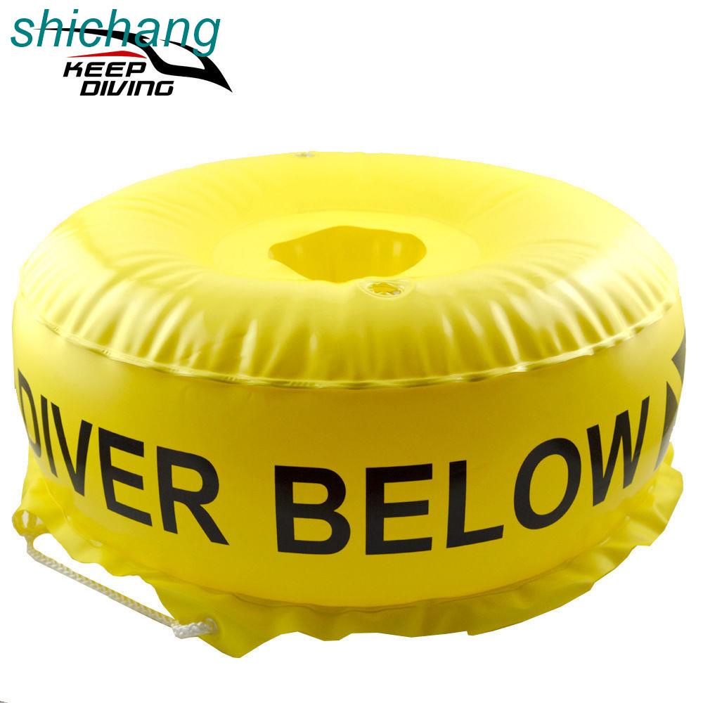 PVC口吹充氣自由潛儲物浮球黃色潛水浮標海上信號警示定位警示SMB哆啦A梦百货