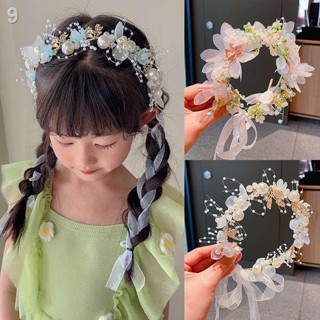 現貨=現貨 兒童花環髮帶髮箍珍珠皇冠女童生日公主森系頭飾表演花童配飾頭箍