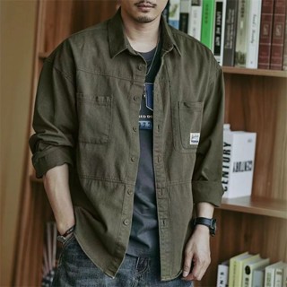 美式工裝襯衫男復古大碼襯衣男純棉加肥加大寬鬆休閑長袖外套男