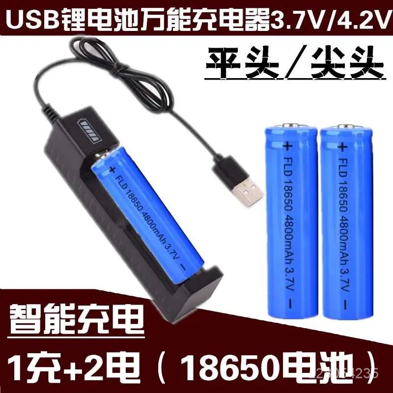 【台灣熱賣】18650鋰電池3.7V充電電池大容量強光手電筒頭燈小風扇電池充電器
