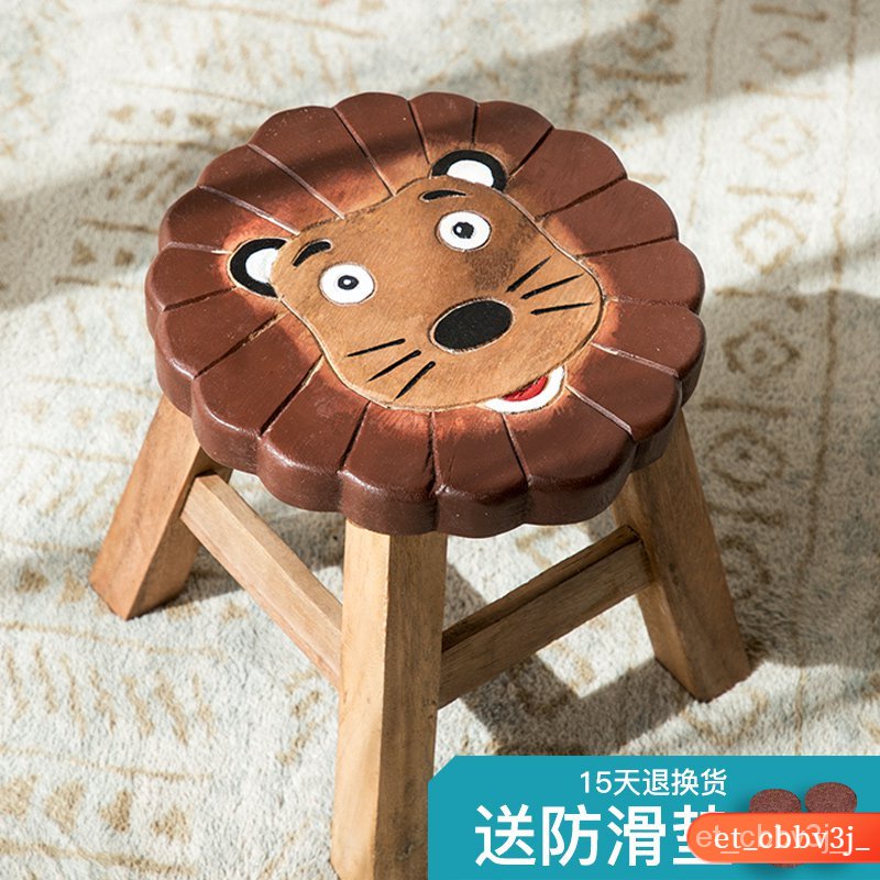 熱銷-特惠 泰國兒童椅實木小凳子可愛卡通動物闆凳傢用創意木頭矮凳寶寶木凳 矮凳子 小椅子