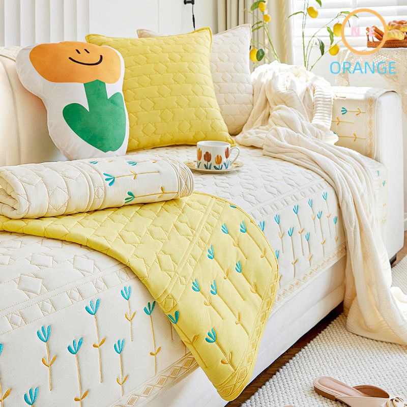 『壹橙』奶油風純棉沙發墊新款四季通用沙發坐墊防滑貼簡約現代沙發套沙發座墊