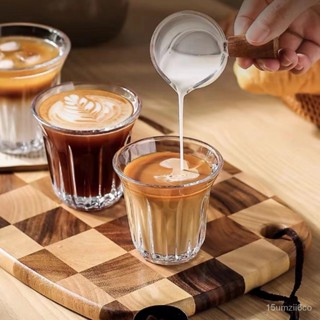 🌟正品熱賣🌟ins風咖啡玻璃杯 Dirty咖啡杯 澳白杯 防燙耐高溫玻璃杯 拿鐵杯 酒杯 豎紋杯 調酒杯