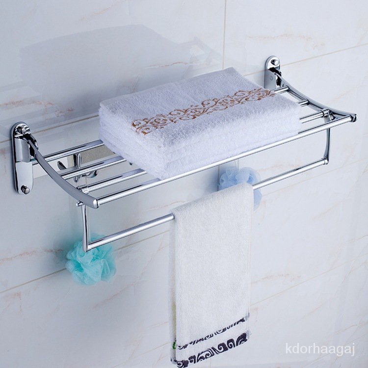 下殺價 衛浴掛件 浴室不銹鋼浴動浴巾架 雙層毛巾架 折疊置物架 置物架
