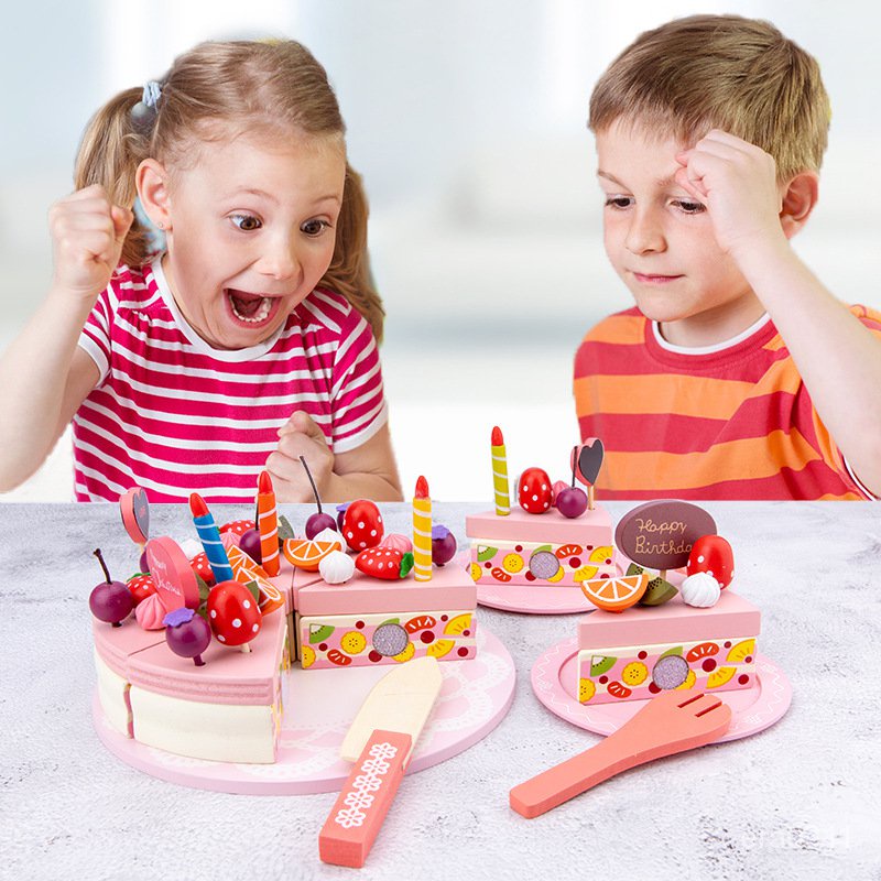 ✨免運✨兒童木製玩具雙層蛋糕廚房過傢傢玩具寶寶益智早敎趣味廚房玩具 FM8A