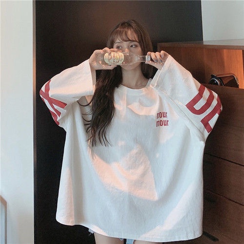 HK2020春秋新款韓版網紅ins學生寬松原宿港風白色上衣服長袖t恤女潮