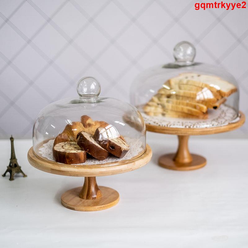#熱賣推薦#躍隆高腳蛋糕托盤面包慕斯蛋糕盤點心罩玻璃罩果盤蛋糕展示托盤