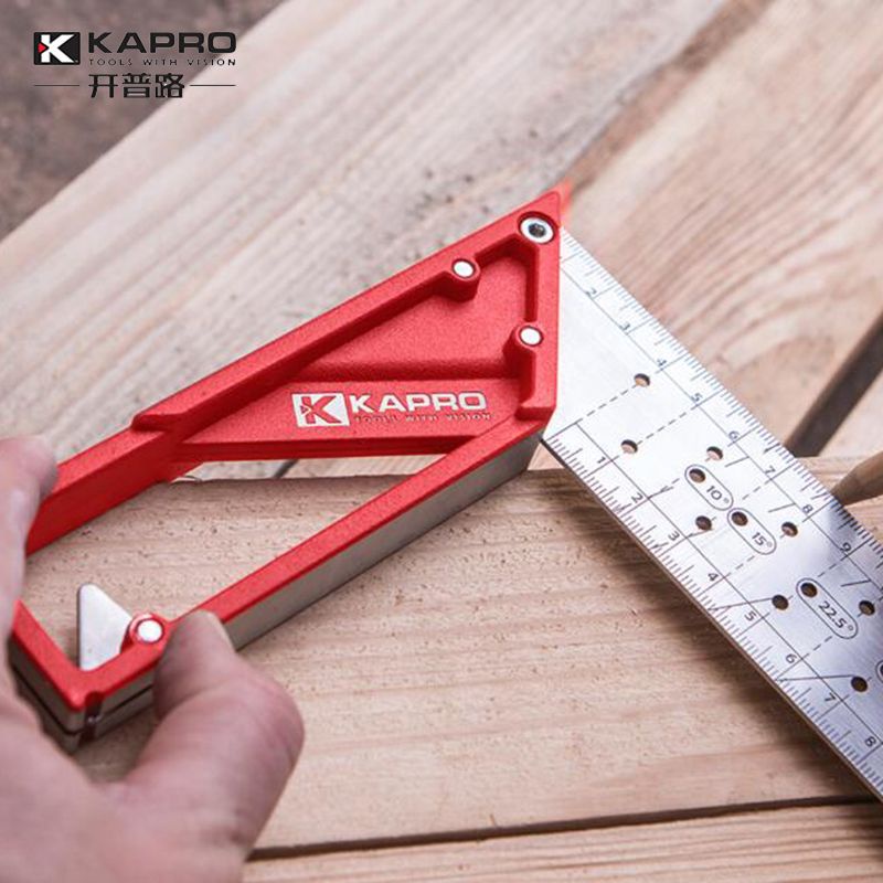 【质量好】以色列KAPRO不銹鋼直角尺 鋁45度90度木工尺標注鋼尺劃線角度尺