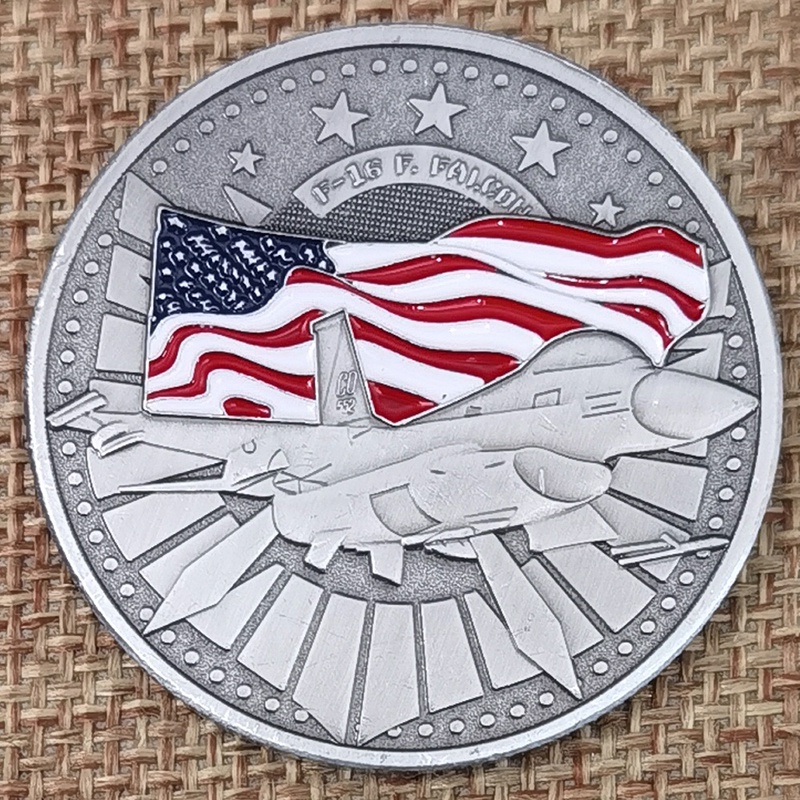 F-16戰斗機紀念章定制軍事徽章訂做退伍榮譽勛章獎章體育賽事禮品