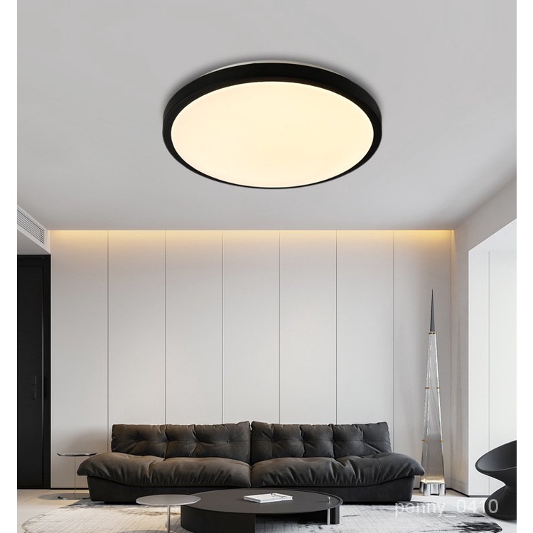美式圓盤形 LED吸頂燈 現代極簡 客廳臥室客房亞剋力黑色 頂燈