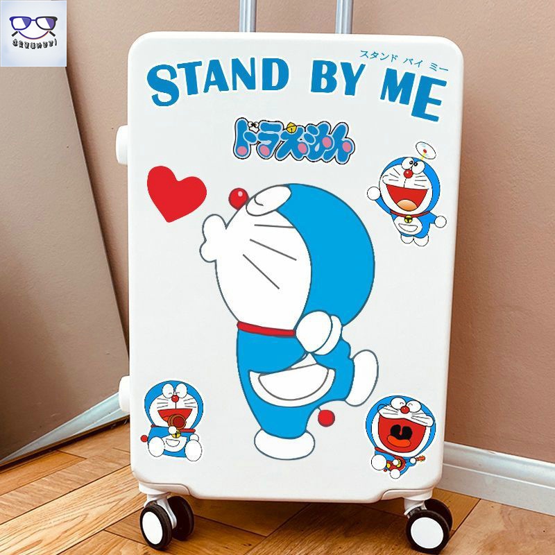 貼紙 卡通哆啦A夢行李箱 貼紙 可愛藍胖子旅行箱 拉桿箱 墻壁汽車防水貼畫