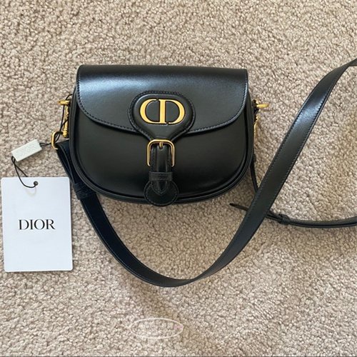 二手正品DIOR BOBBY 小號 18cm 手袋 黑色/駝色/灰色 牛皮 馬鞍包 肩背包