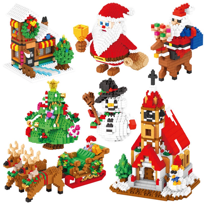 🎄新品🎄聖誕節積木  微型小顆粒鉆石圣誕老人雪人麋鹿樹耶誕節積木拼裝玩具 聖誕節交換禮物 男孩女孩成人拼裝積木玩具