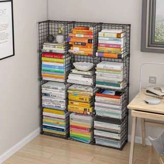 簡易書架落地省空間組合可移動書桌架學生鐵藝隔板多層客廳置物架
