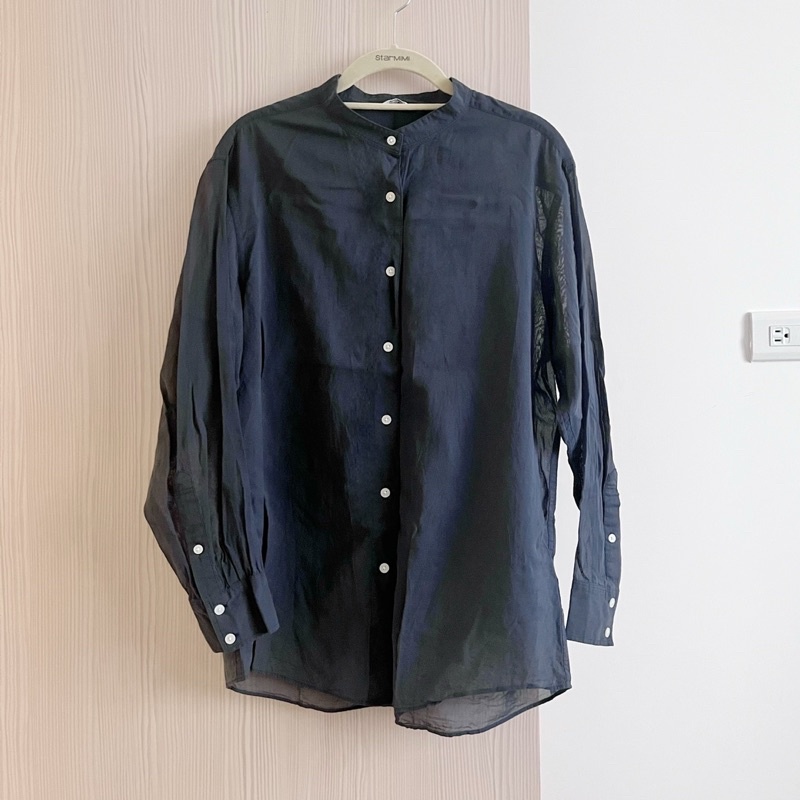 Uniqlo U系列 透膚深藍襯衫（九八成新）