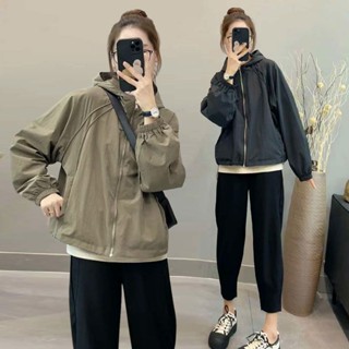 【Sweet oversize】連帽夾剋棒球服女2023新款秋季韓版寬鬆百搭拉鏈衝鋒衣風衣短外套