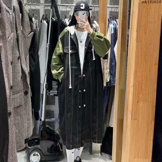 【微胖仙女初秋必備】韓版ins中長款過膝風衣春秋季大尺碼女裝胖mm 150公斤寬鬆牛仔外套潮大尺碼外套Mk