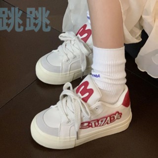 【時尚麵包鞋】新款美式復古帆布鞋 百搭休閒鞋 小眾平底板鞋 厚底小白鞋女 ins風運動鞋女鞋 chic滑板鞋女