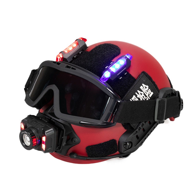 應急救援戰術頭盔配件頭盔式強光頭燈手電筒側燈魔術貼訂製