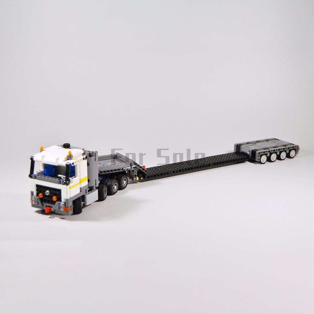 工程車積木 MOC-43976 迷你8×4卡車帶矮板拖車 兼容樂高 國產拼裝積木玩具